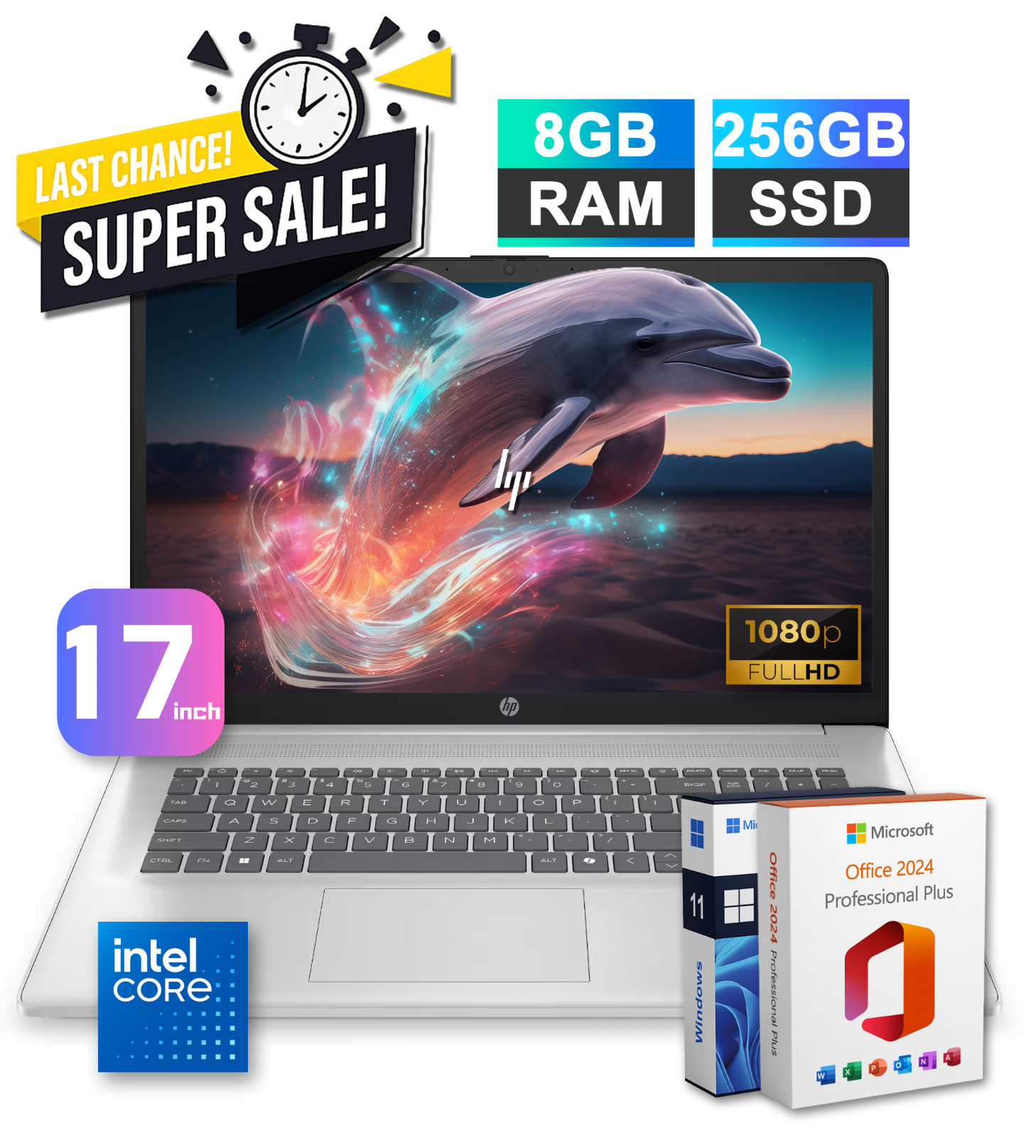 2026 HP 17.3" Laptop Computer Intel Core 5 120U 8GB RAM & 256GB SSD Win Office