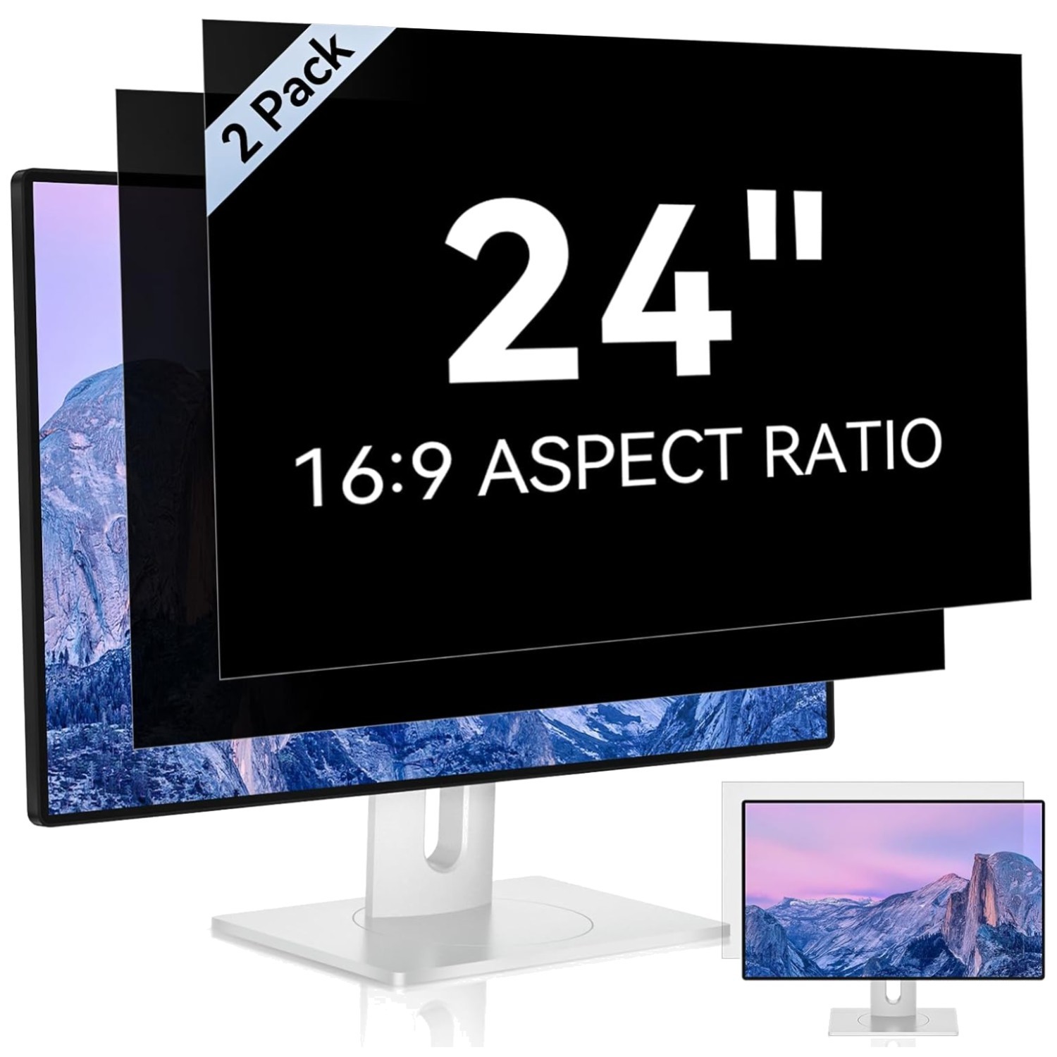 Dual Pack 24" Privacy Screen Guard | Anti-Blue Light, Black