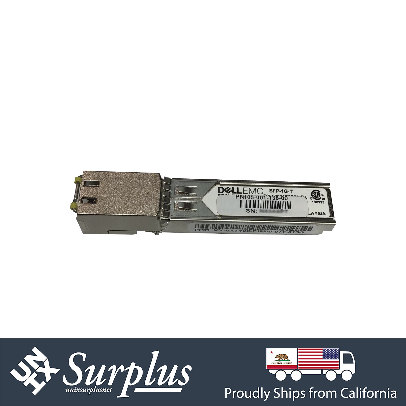 Dell XTY28 SFP+ to 1GB Copper RJ45 Force10 SFP-1G-T Transceiver Module