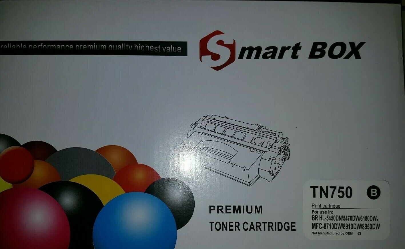 Smartbox Brother TN-750 TN750 Black High Yield Premium Printer Toner Cartridge 
