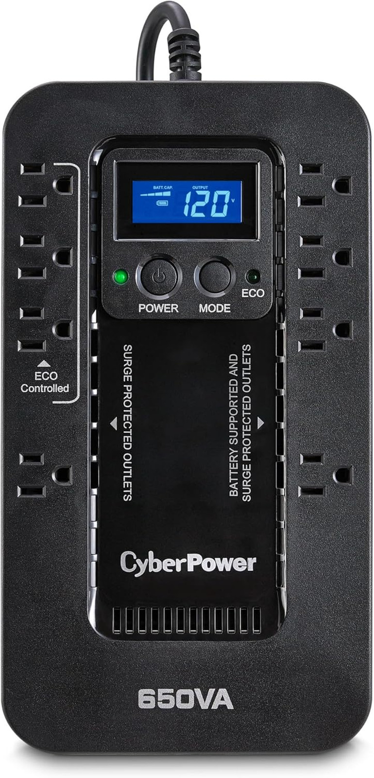 Cyberpower EC650LCD Eco-Friendly UPS Battery Backup and Surge Protector