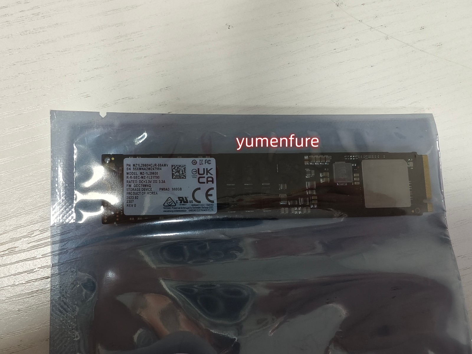 Samsung Pm9A3 960G M.2 SSD M.2 22110 PCIe4.0×4 MZ1L2960HCJR-00AMV MZ-1L29600