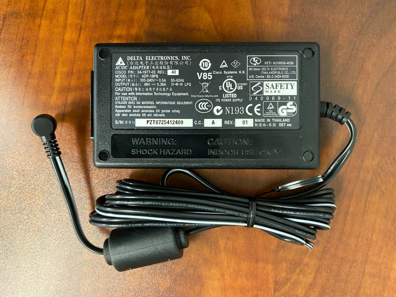 NEW Cisco Delta ADP-18PB 34-1977-03 Power Adaptor 72-0259 48V 0.38A