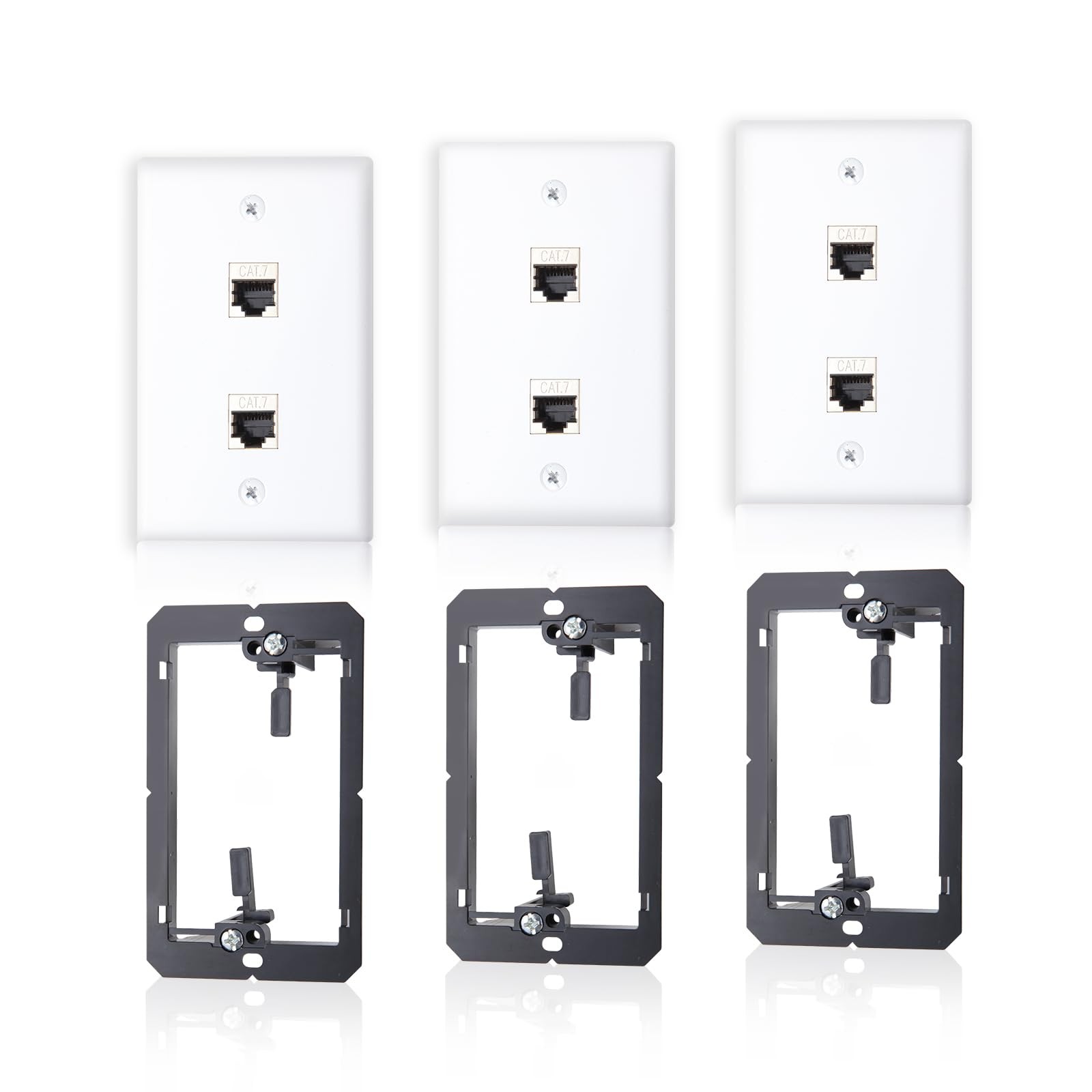 3 Pack CAT7 Ethernet Wall Plate, RJ45 Keystone Jack 2-Port Ethernet Wall Outl...