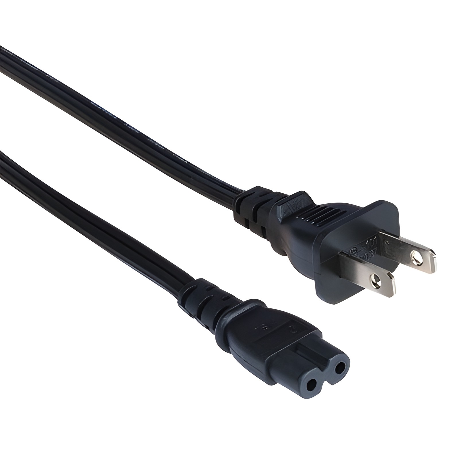 6ft Non-Polarized 2 Prong Power Cord IEC 320 C7 to NEMA 1-15P Black Alta