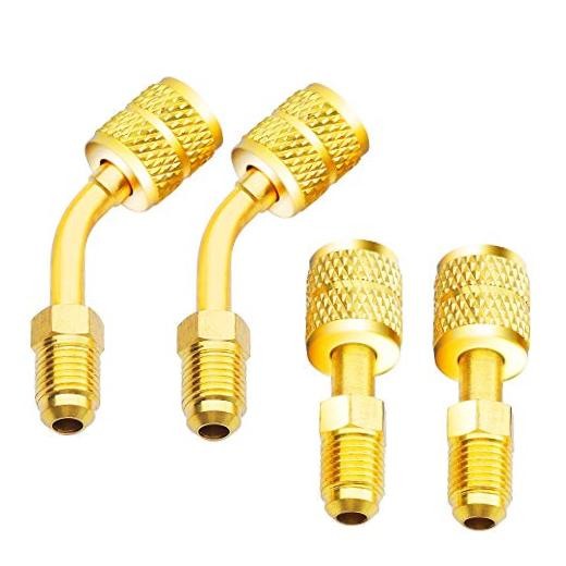 Zoizocp R410A Adapter 5/16" SAE Female to 1/4" SAE Male 2 Straight + 2 Angled