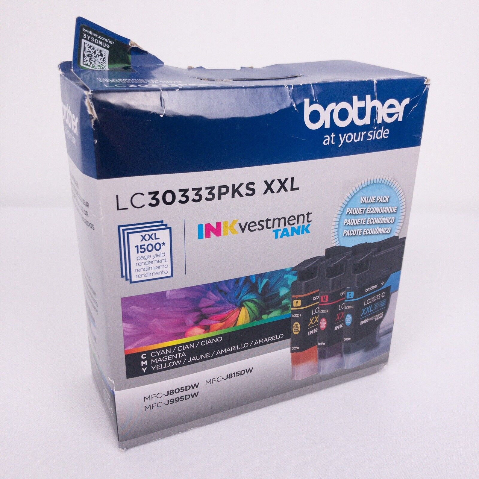 Brother LC30333PKS XXL INKvestment Tank 3 Pack Color Ink Cartridges EXP 8/2025