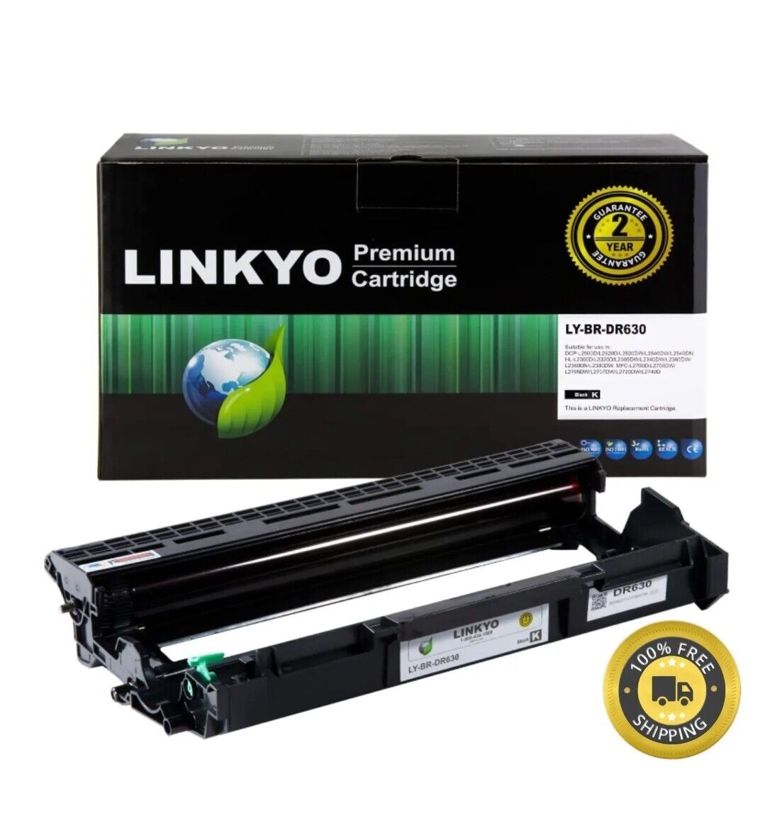 2 LINKYO Compatible Drum Unit Replacement LY-BR-DR630 Brother HL, DCP MFC Series