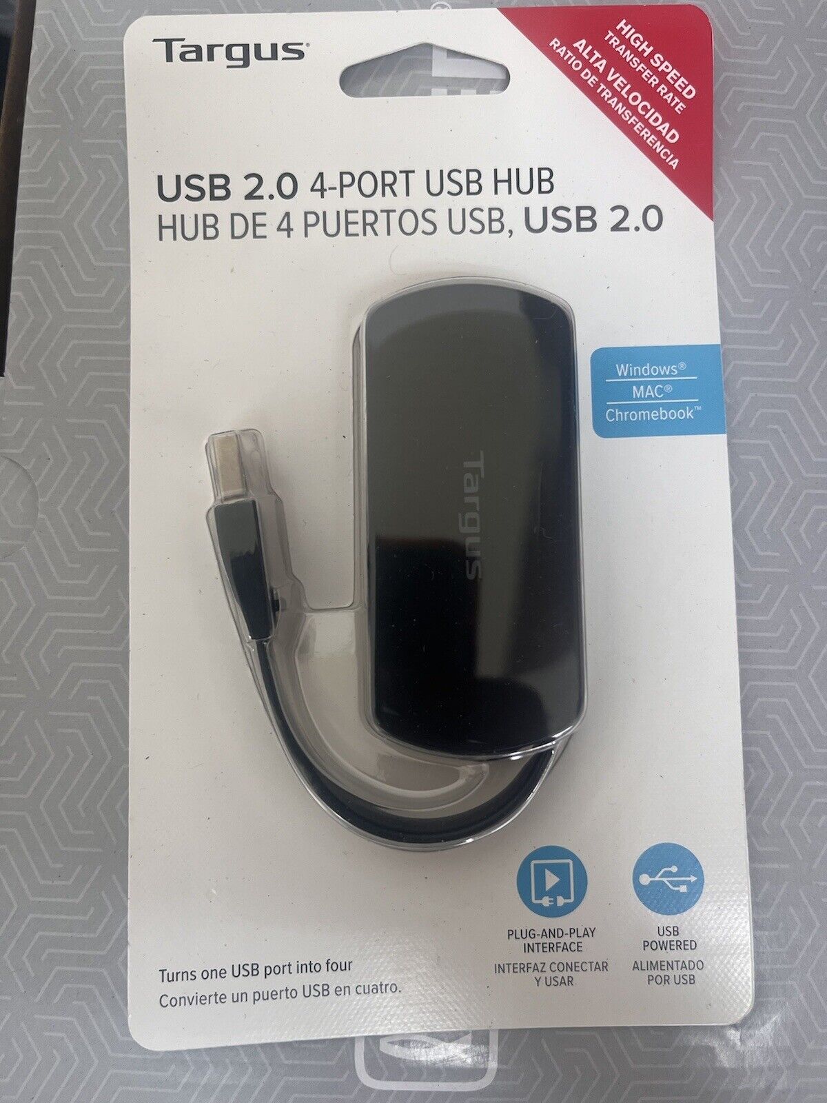 Targus ACH214 USB 2.0 4-Port USB HUB 5V 500MA 