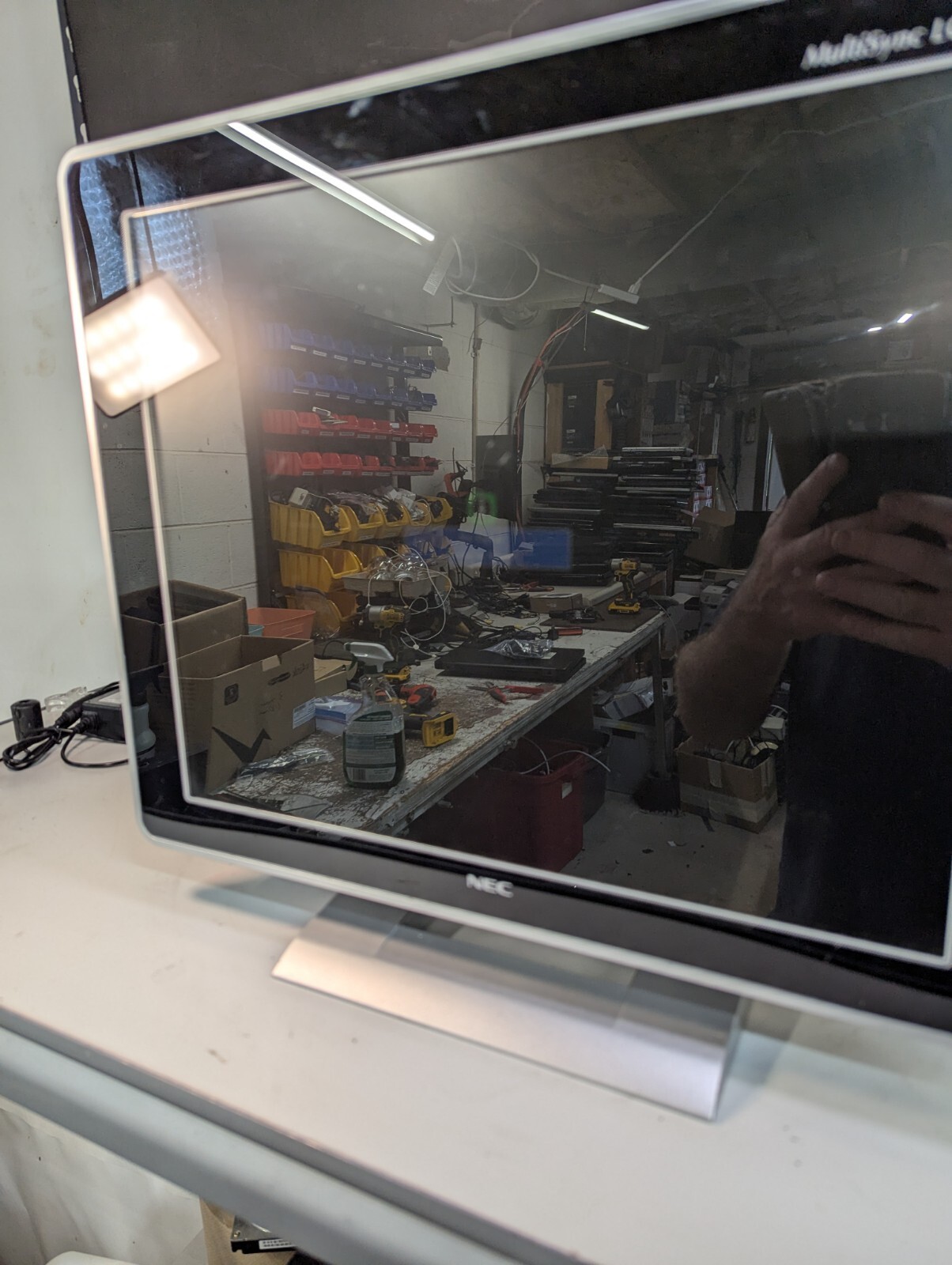 NEC MultiSync LCD1765 Computer Monitor 17" with Stand VTG Silver NO CORD