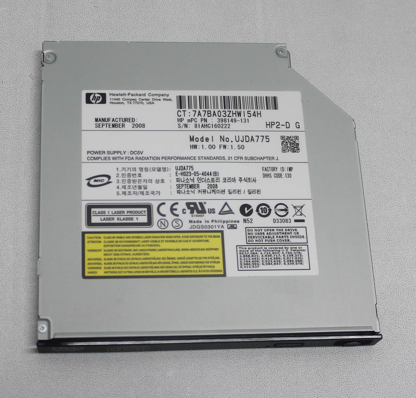 445959-136 HP DVD 6910P 8X MULTIBAY II DVD DRIVE "GRADE A"