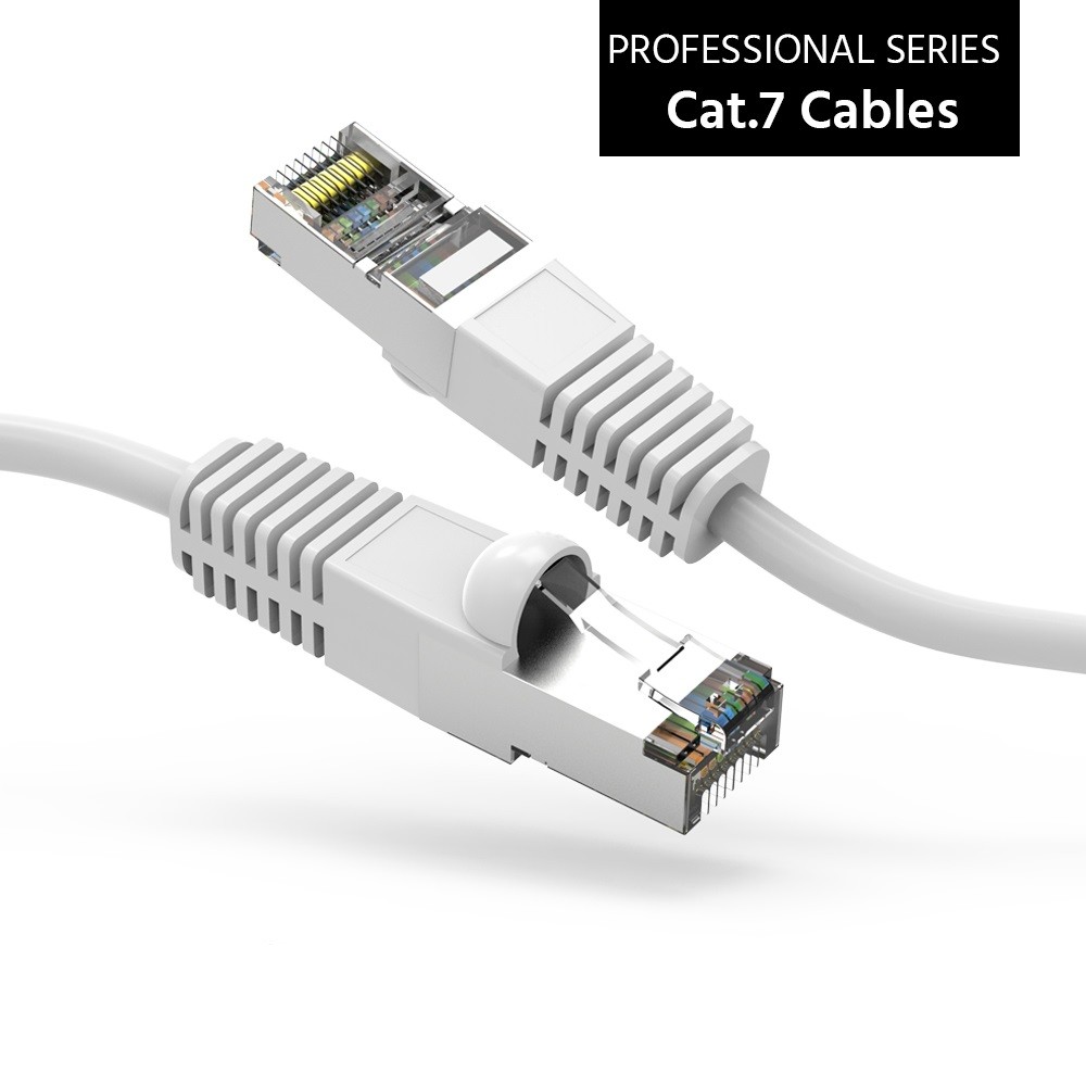 40Ft CAT7 Shielded (SSTP) 600MHz Ethernet Network Booted Cable White