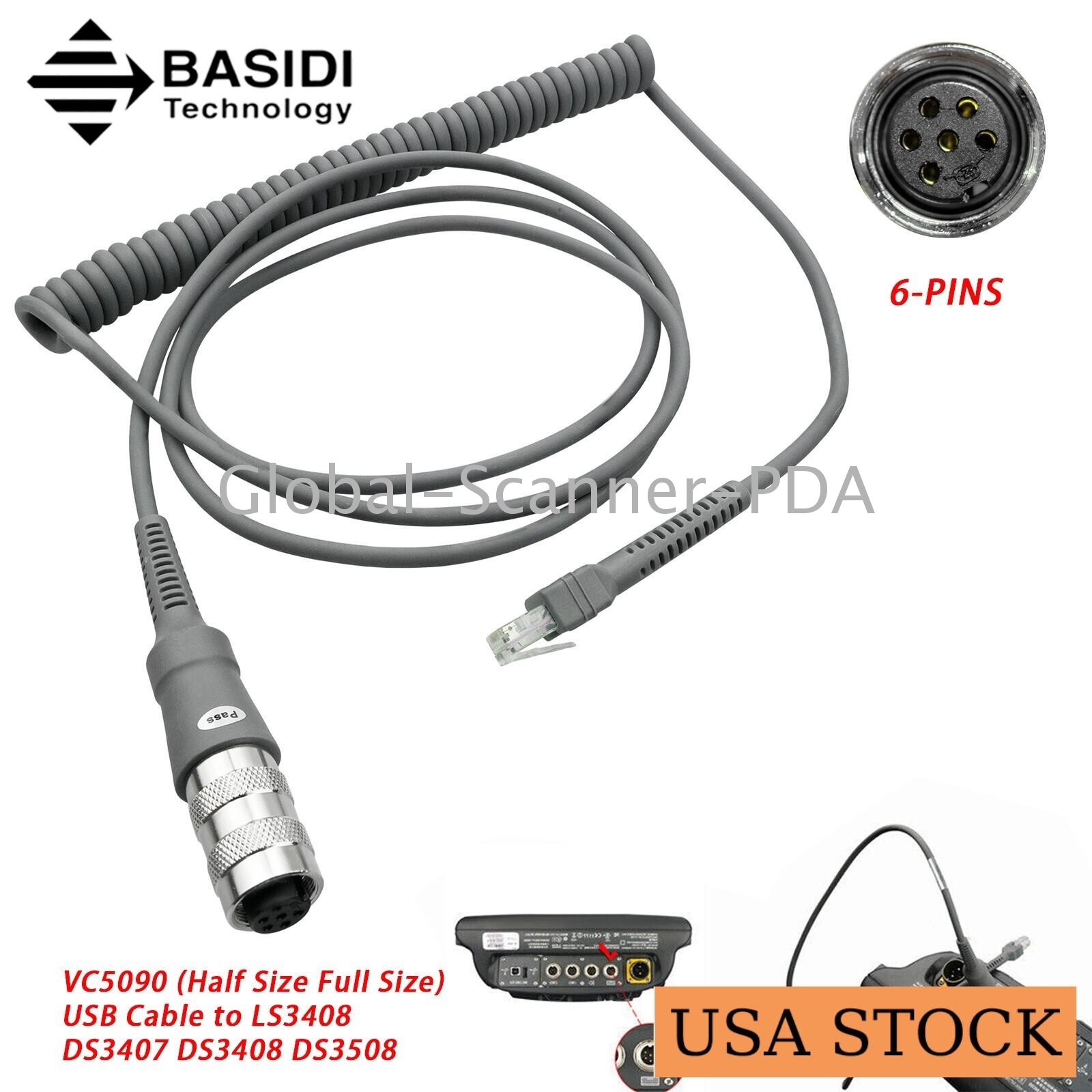 🔥US 6-Pin USB SCANNER CABLE LS3408 To VC5090 DS3508 25-71918-01R CBL-71918-11R