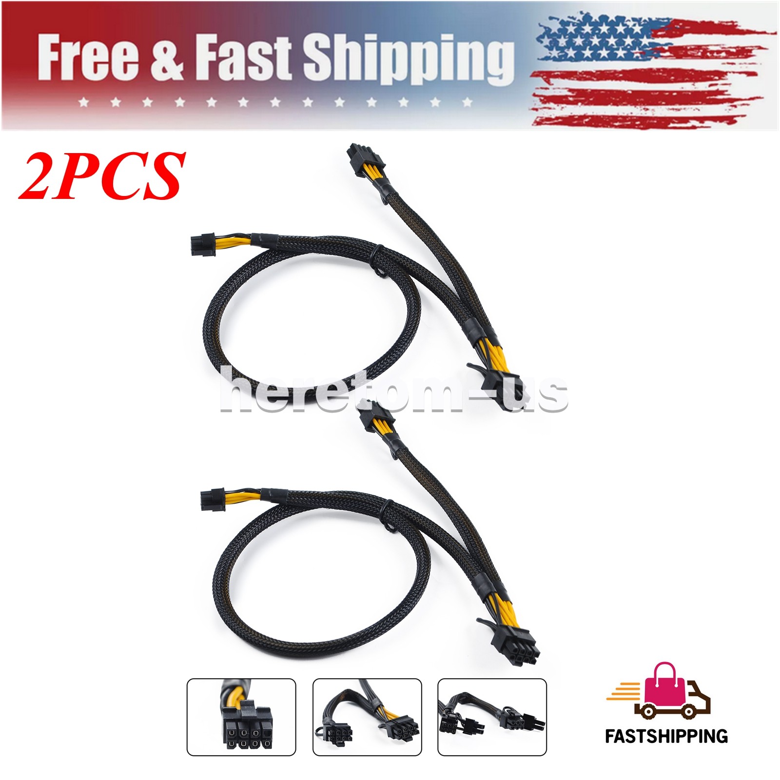2PCS Mini 8pin to Dual 8Pin GPU Power Cable For HP ProLiant ML350 Gen10