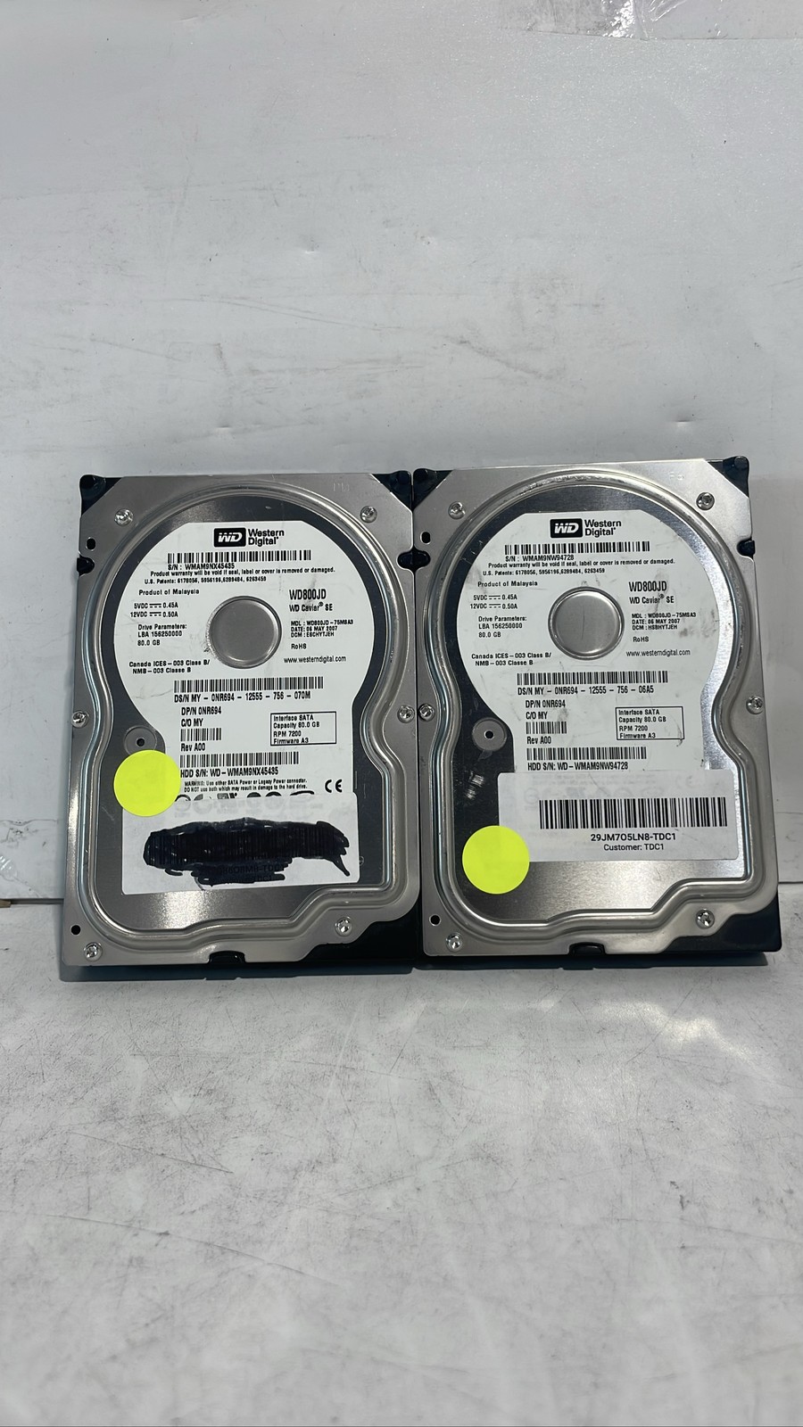 Western Digital WD800JD 80GB SATA 7200RPM 3.5" Caviar SE HDD Unit Lot 2