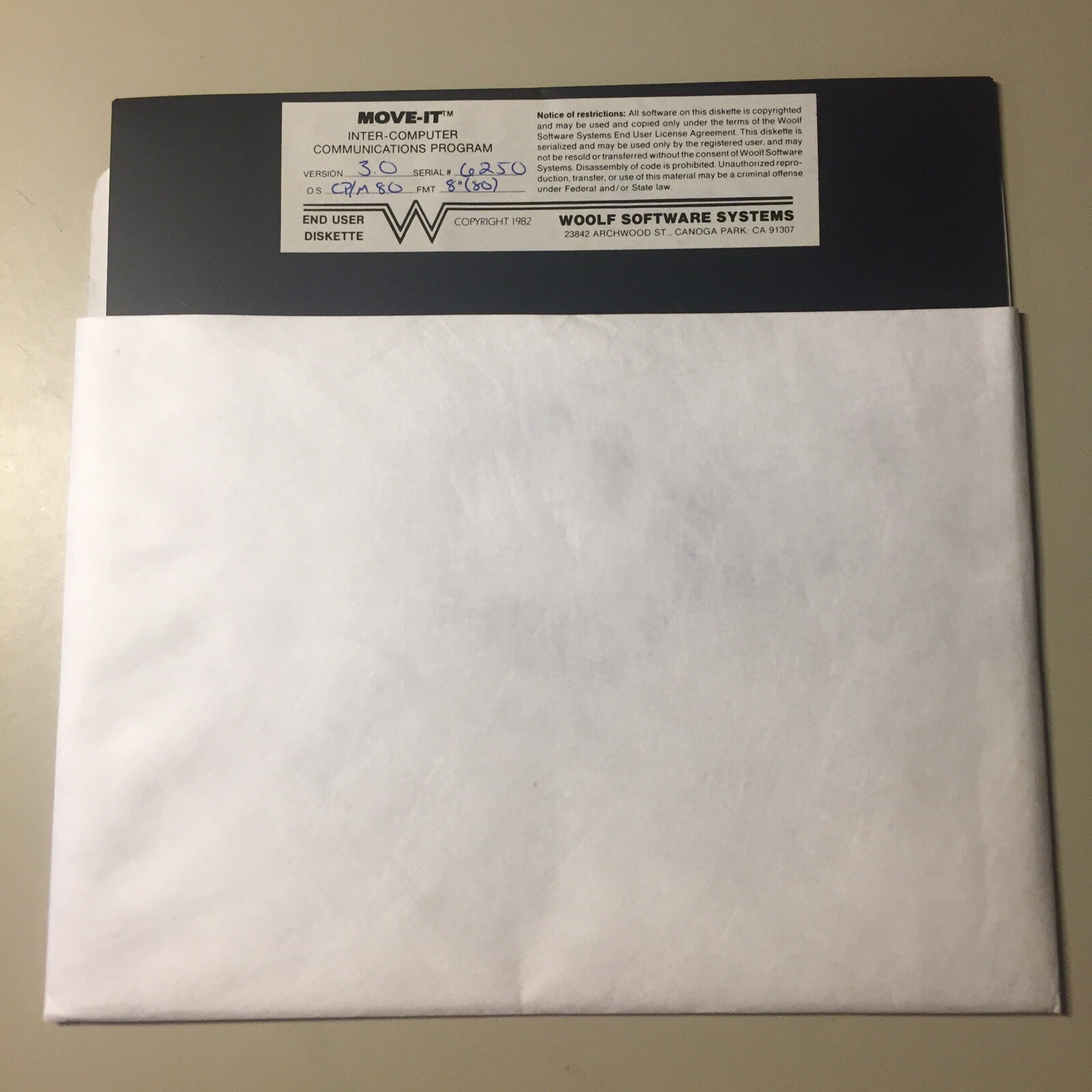 Vintage 1982 CP/M 80 MOVE-IT 8” Floppy Disk