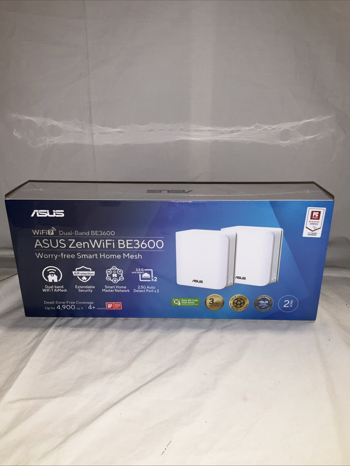 ASUS ZenWiFi BE3600 WiFi 7 Dual-Band Mesh System 2-Pack 4900 Sq Ft New & Sealed 