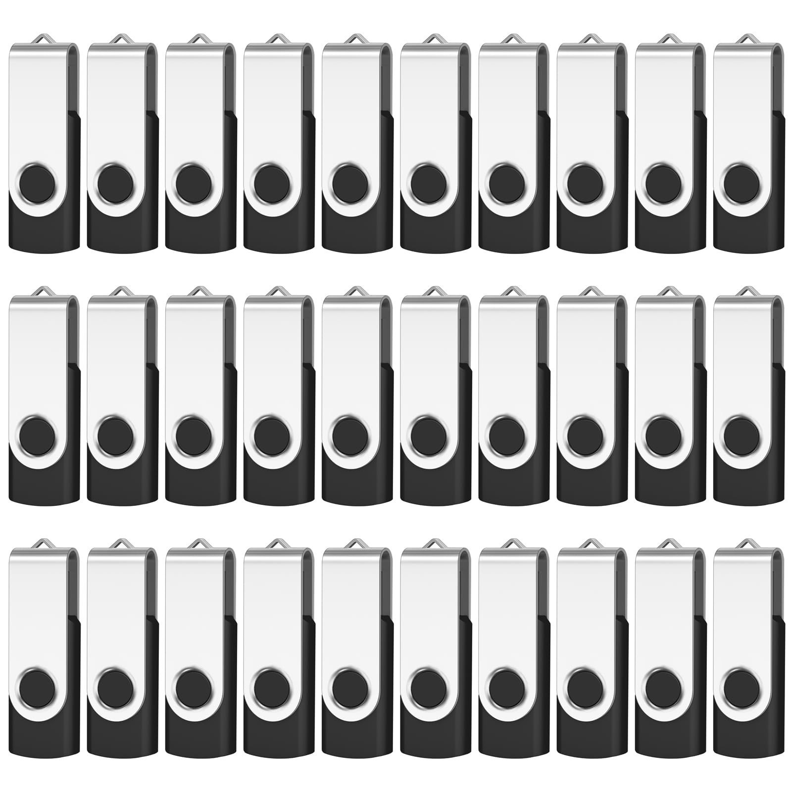 Pack 4GB USB 2.0 Flash Drives Bulk Swivel Metal Cover Black PC Mac