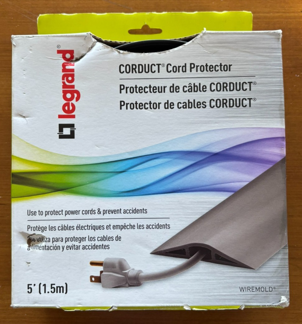 Legrand CORDUCT CDG-5 Cord Protector 5ft Gray – Floor Cable Cover USA Made