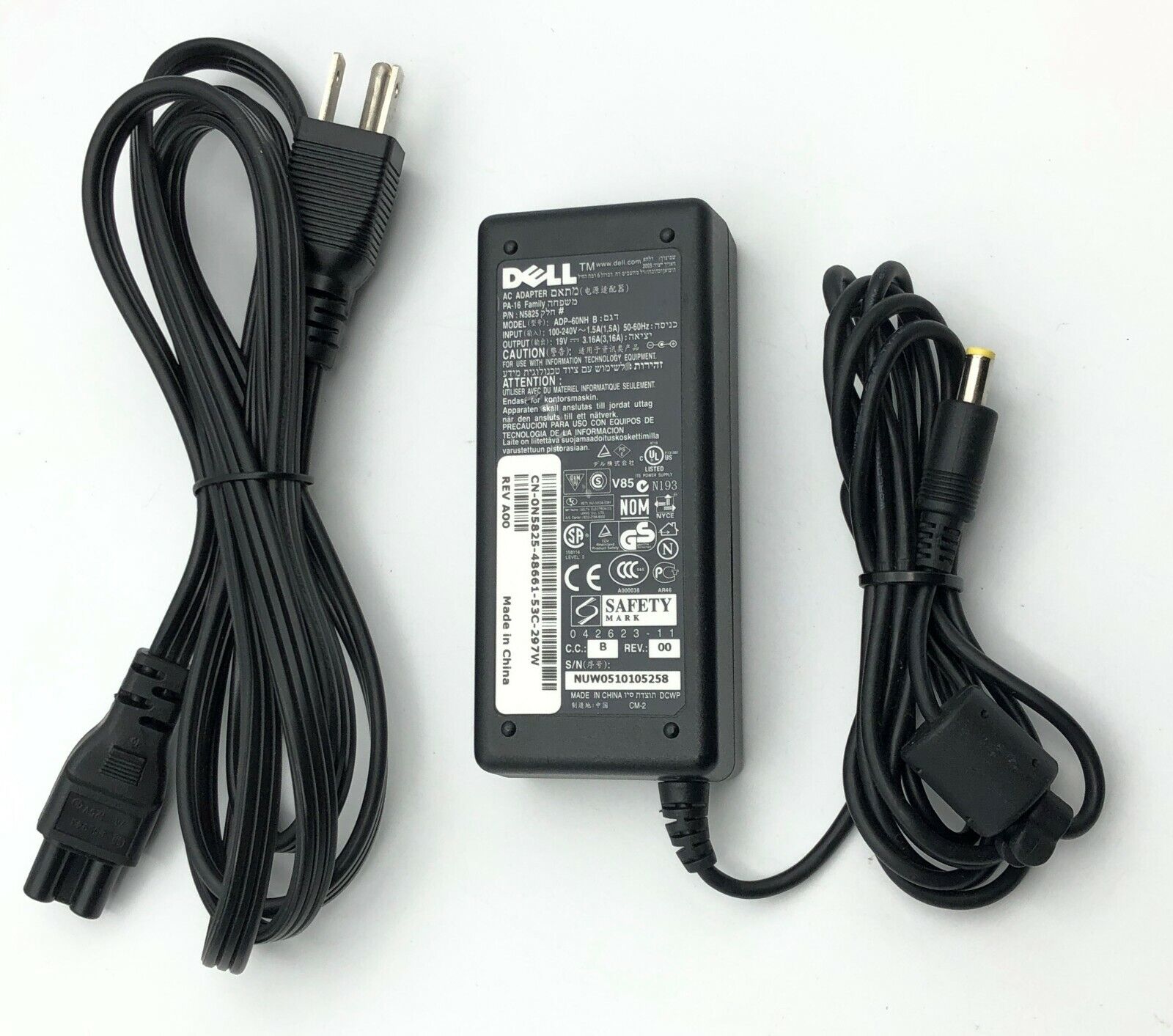 Genuine Dell AC Adapter Laptop Charger For Inspiron 3000 3200 3500 60W