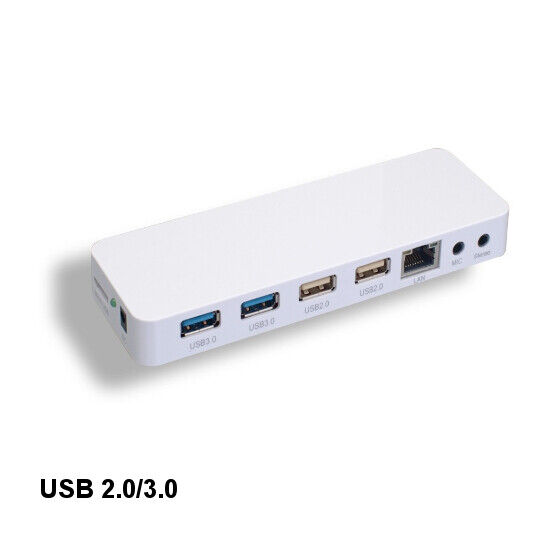 10PCS White USB 4 Ports Docking Station 3.0/2.0 w/ RJ45 Audio Mic Socket 5Gbps