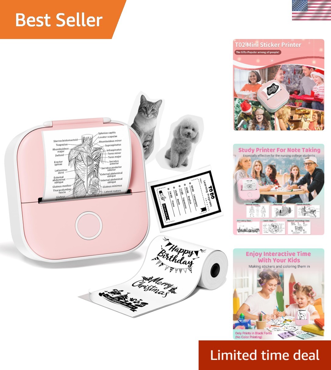 T02 Mini Sticker Printer: Bluetooth Thermal Printer for Stylish Notes & Photos