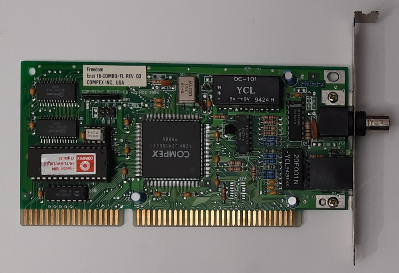 Compex Freedom ENET 16-COMBO/FL Rev. D3 ISA Netzwerkkarte (RJ45, retro, 1994)