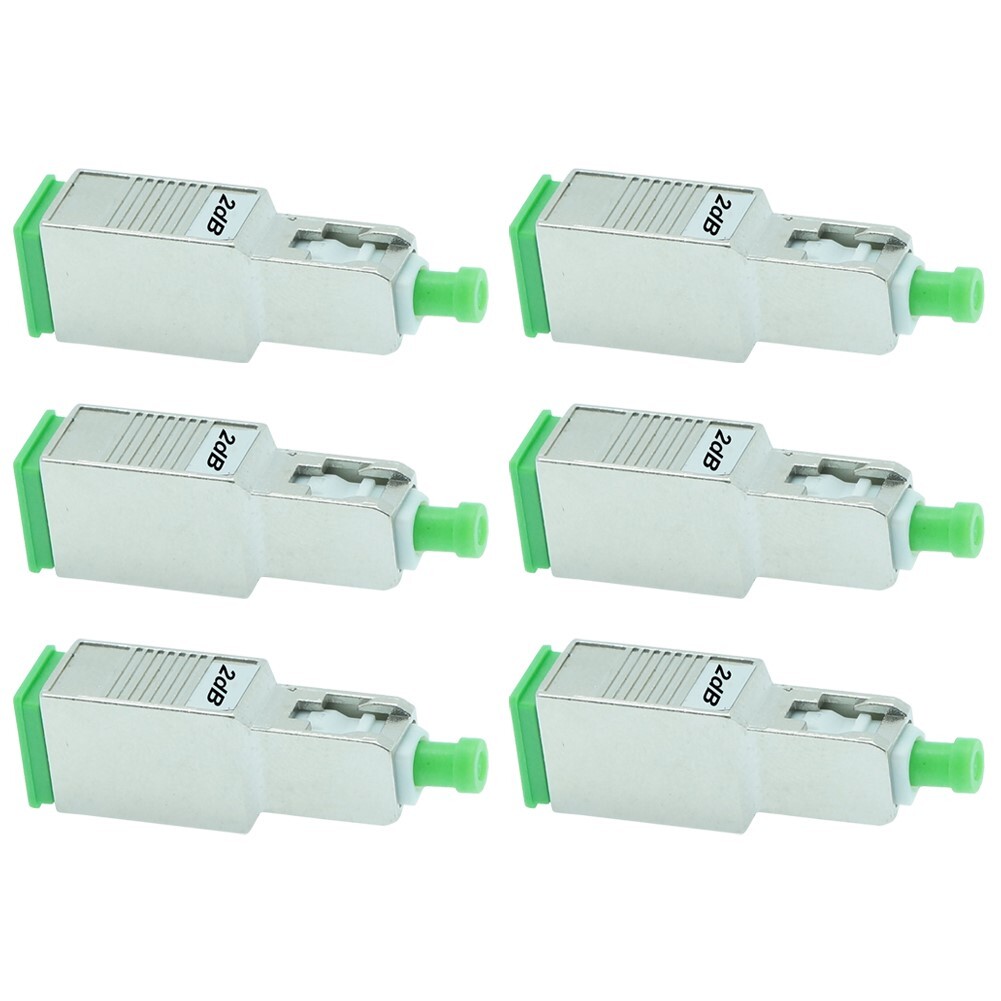 6x 2dB SC APC Connector Fiber Optic Optical Attenuator Single Mode Metal Green