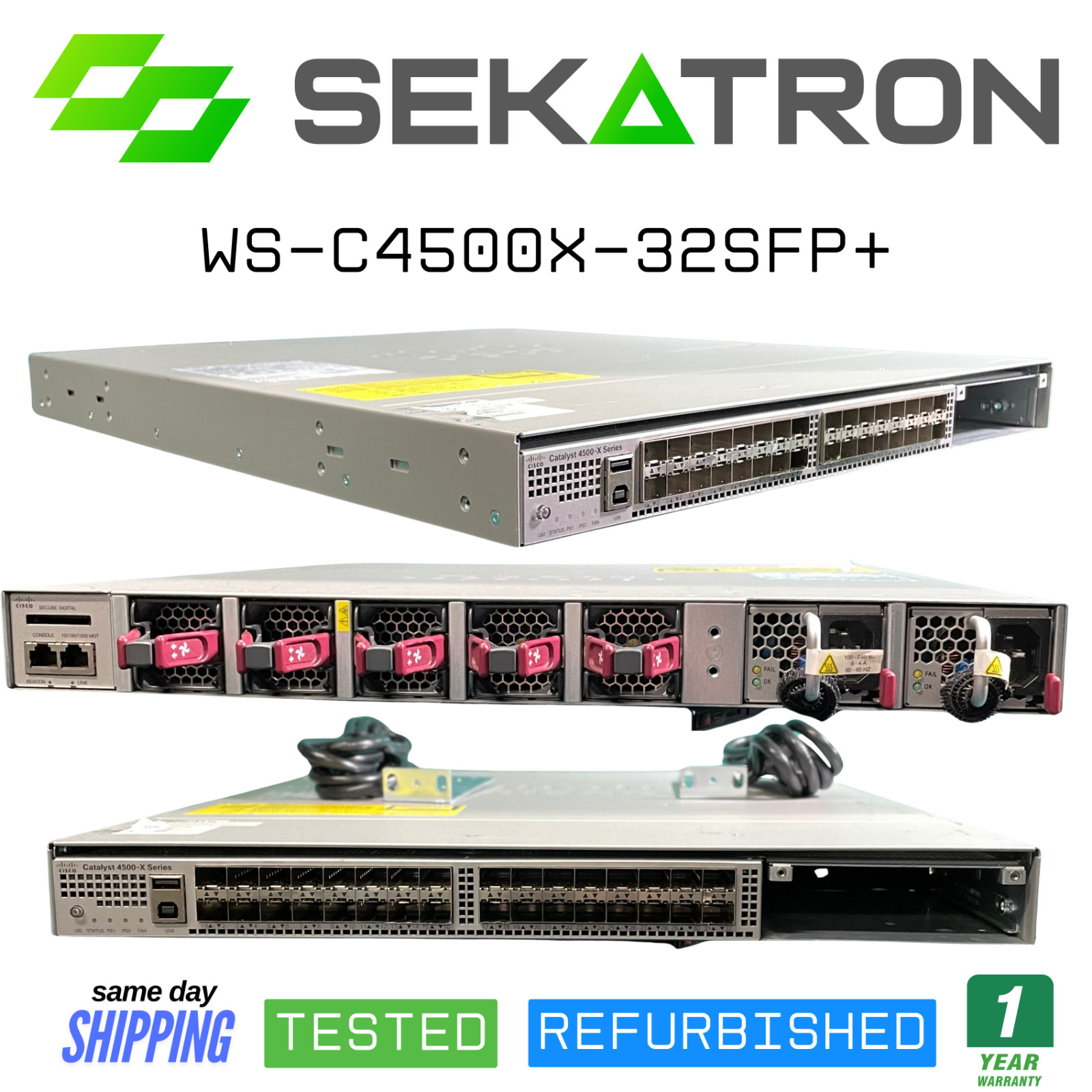 ♻️ Cisco WS-C4500X-32SFP+ • 32× 10GbE SFP+ • 750W PSU • Tested ⚡Fast Ship