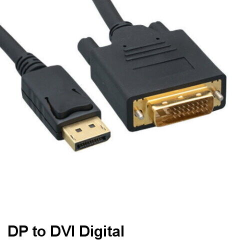 Kentek 15' DisplayPort DP 1.1 Male to DVI-D 1.0 Male Cable 1920x1080 60Hz HD