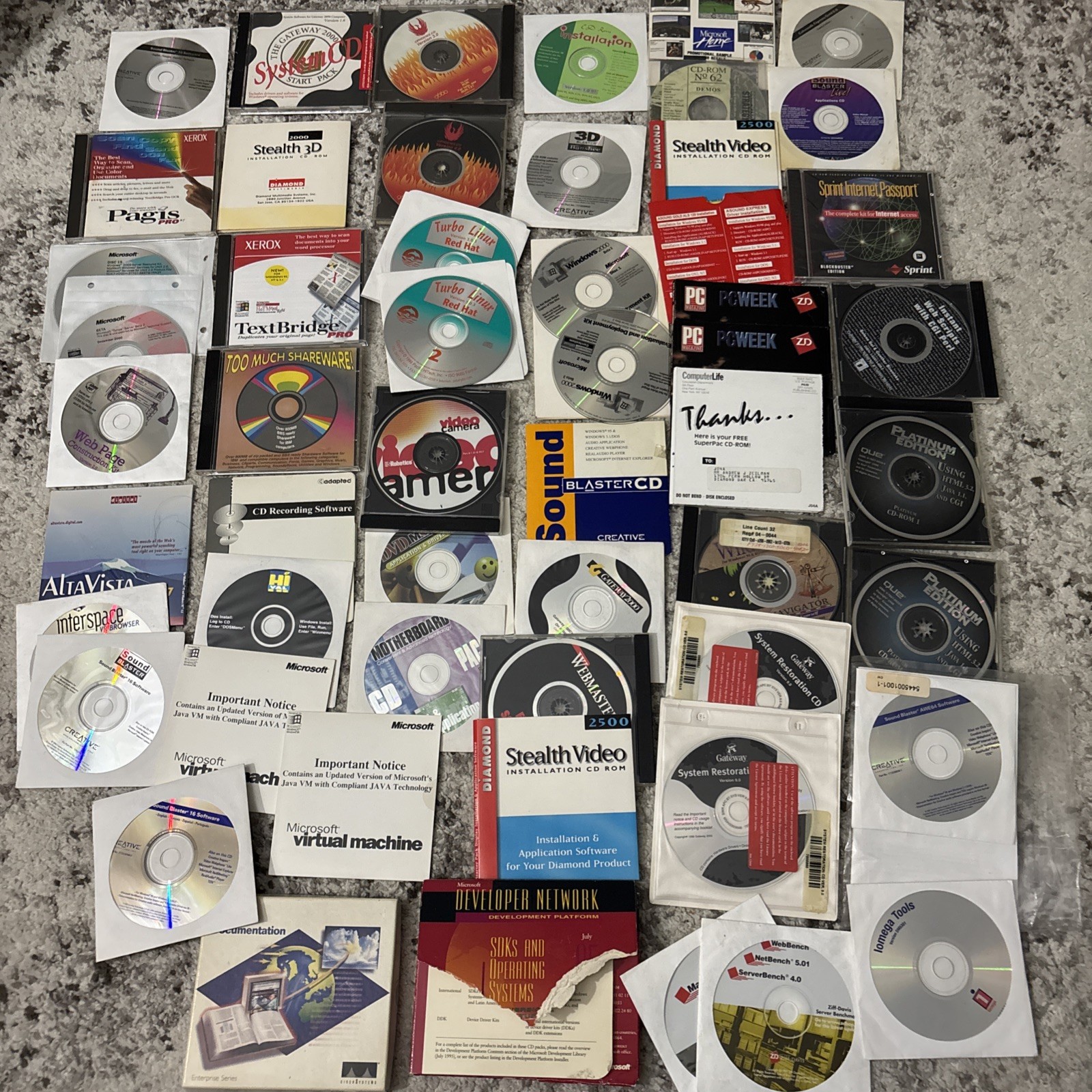Vintage PC Software CD-ROM Lot - Windows 95 98 MS Office Drivers Utilities Discs