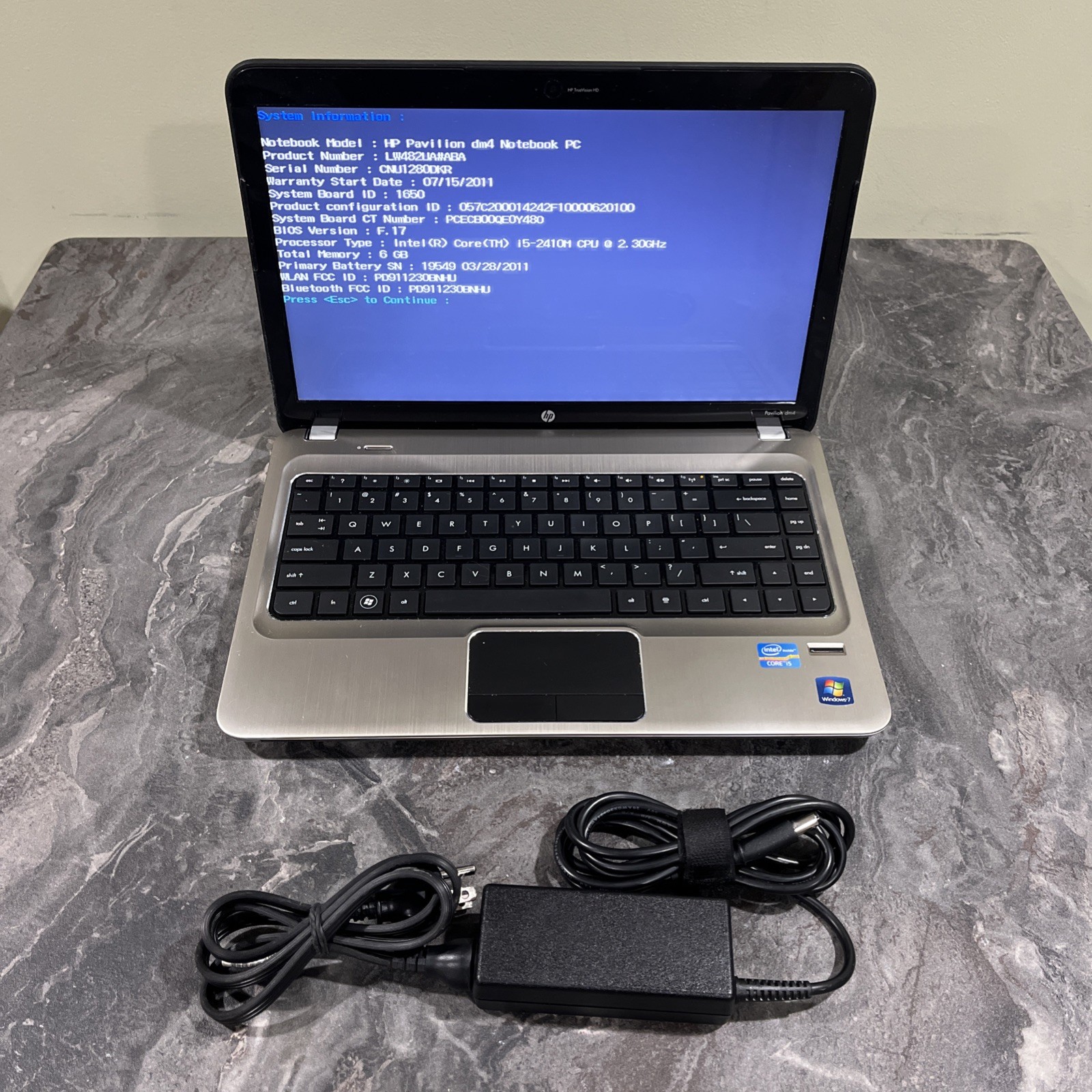 HP Pavilion Dm4 Notebook PC Laptop Core i5-2410M 6GB RAM NO HDD/OS