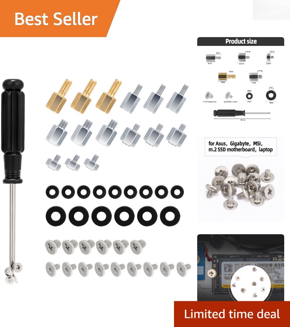 Complete 46PC NVMe M.2 SSD Screw Set with Magnetic Driver for Easy Installation