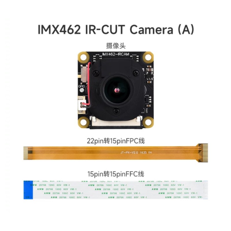 Waveshare IMX462 2MP IR-CUT Camera 90° DFOV Starlight Camera Sensor Fixed-Focus