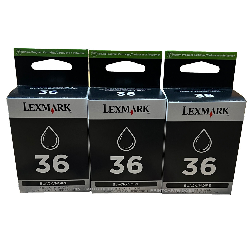 3pcs Lexmark 36 genuine Ink Cartridges In Retail Box
