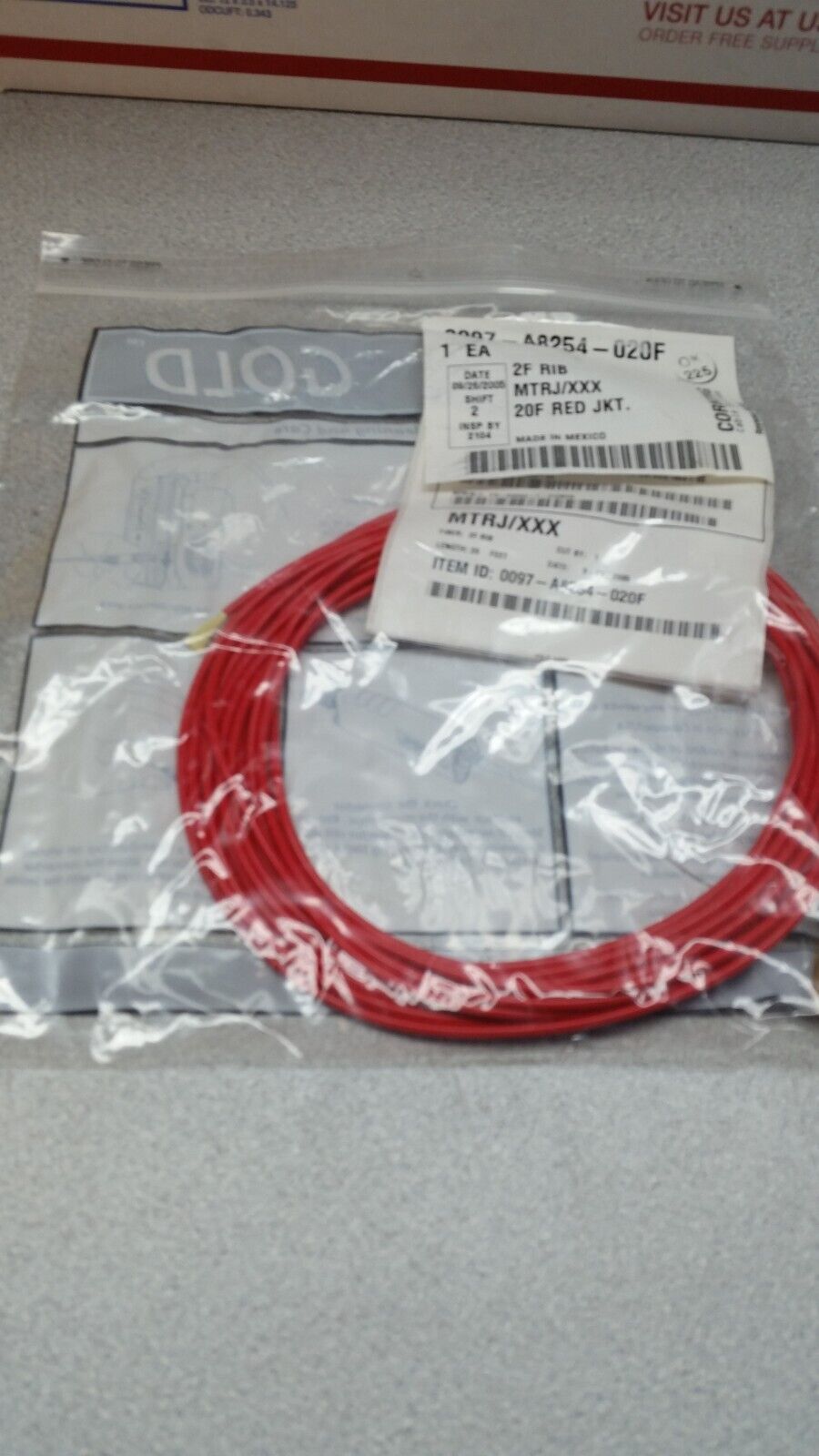 Corning Cable Systems MTRJ/XXX 20F REDJKT Fiber Optic Cable 0097-A8254-020F