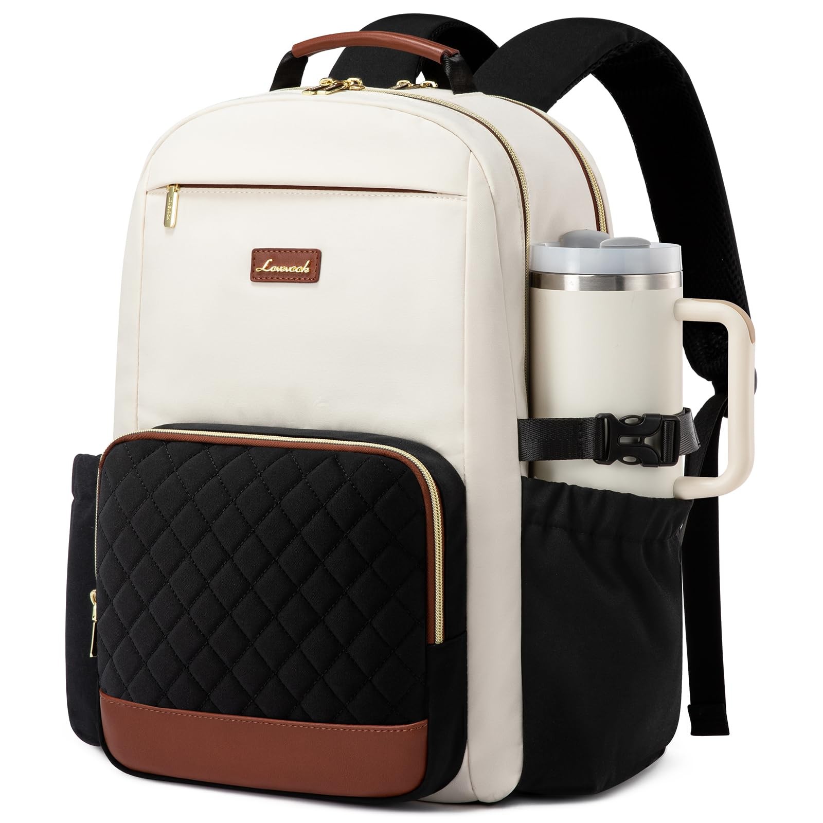 LOVEVOOK Laptop 18 Inch, Beige - Black - Chestnut Brown + Diamond-shaped