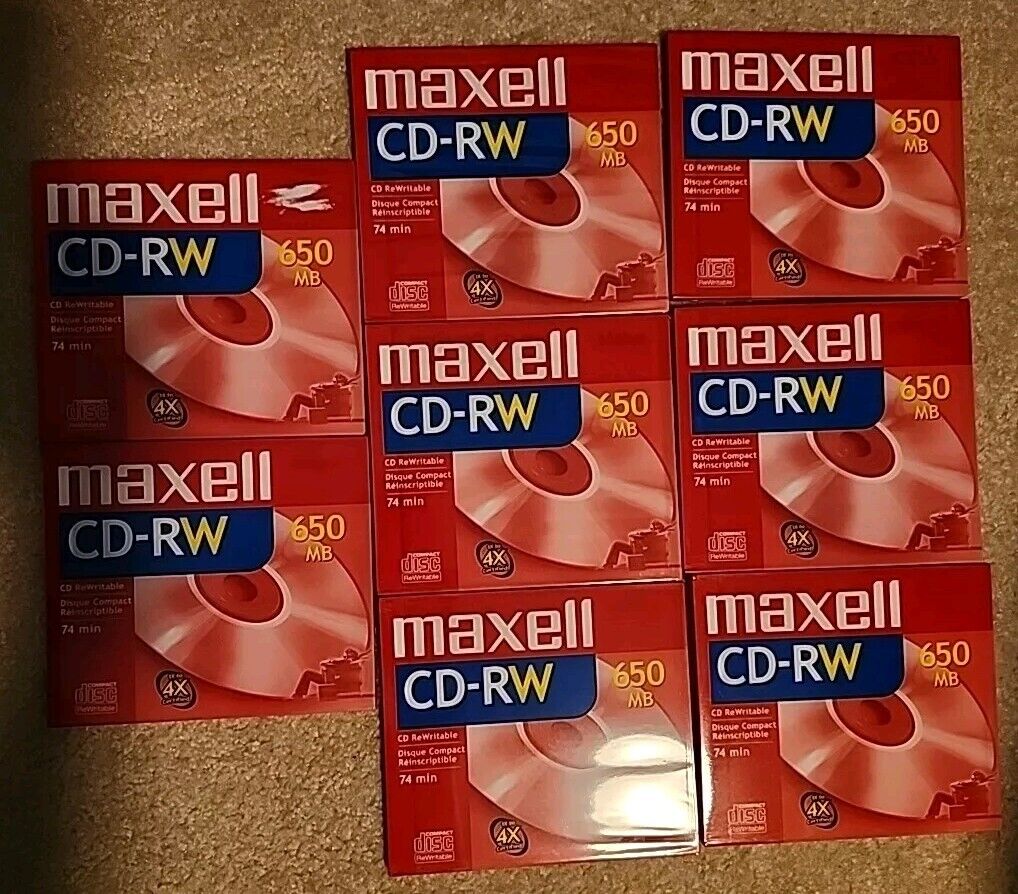 8 Maxell CD-RW 650MB Rewritable CD 74 Minutes NEW CD-RW