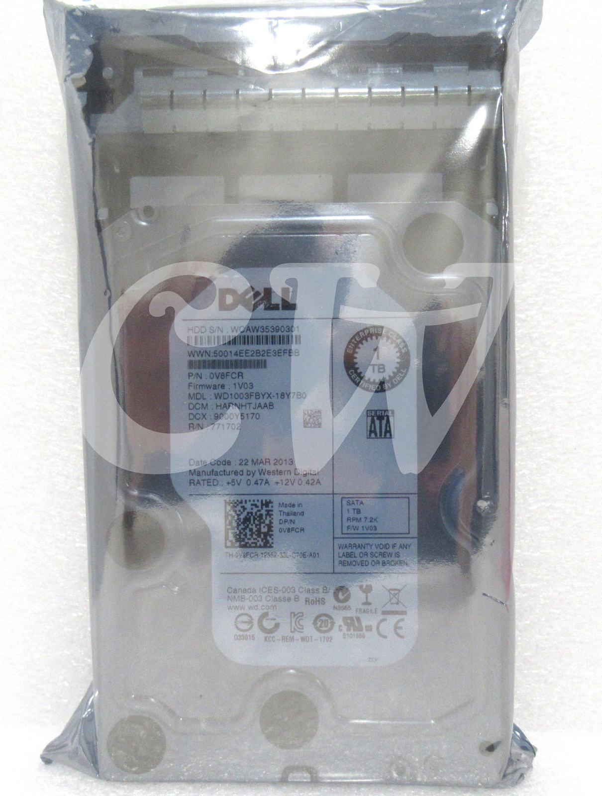 V8FCR WD1003FBYX Dell 1TB 7.2K RPM 3Gb/s 3.5" SATA SERVER HDD Hard Drive