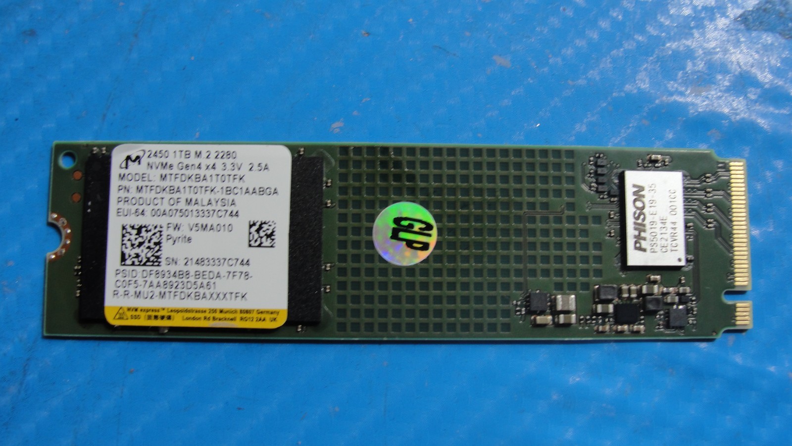 Asus K3502ZA Micron 1TB M.2 NVMe SSD Solid State Drive MTFDKBA1T0TFK-1BC1AABGA