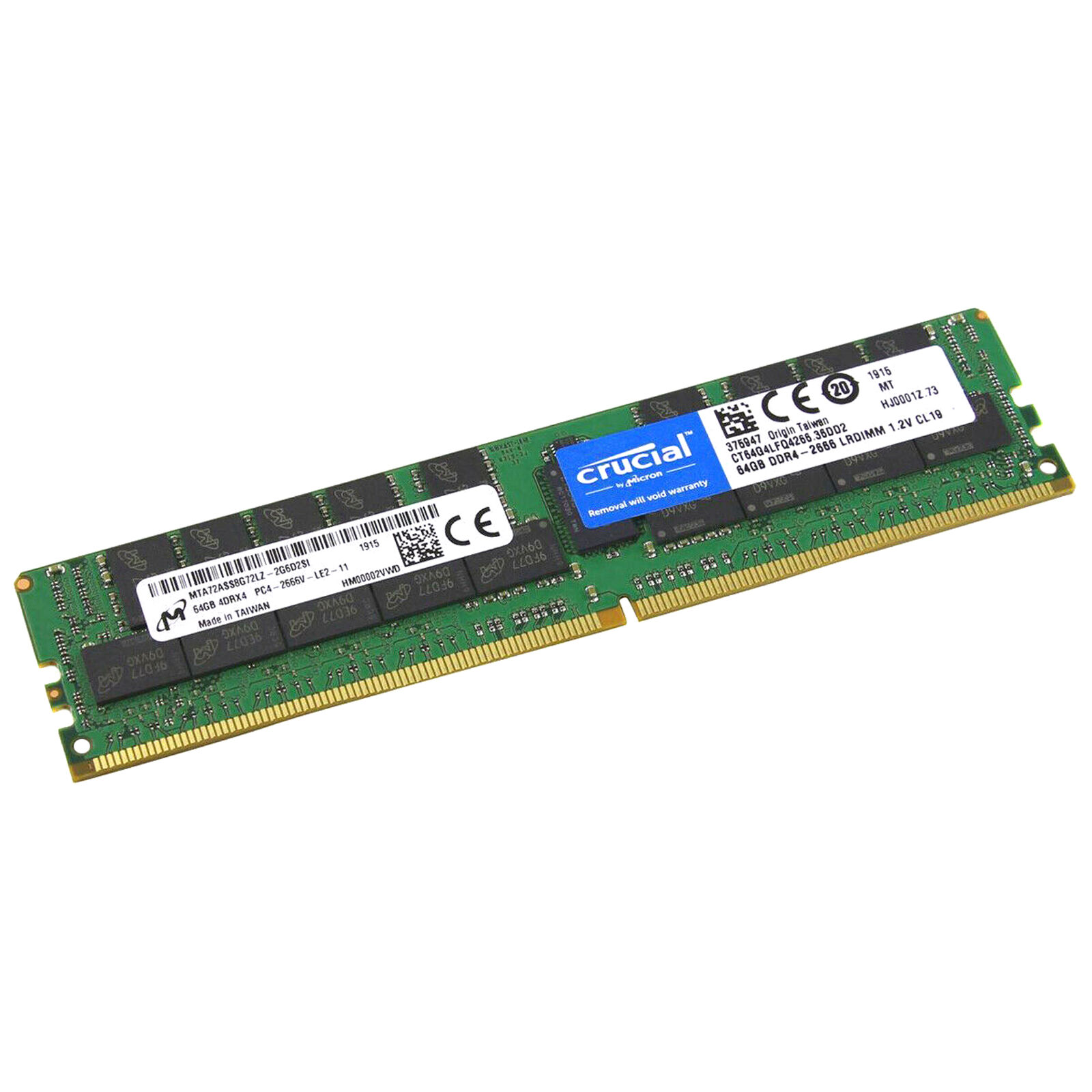 Crucial Kit 128GB 2x64GB 2666 DDR4 Load Reduced DlMM Server Memory CT64G4LFQ4266