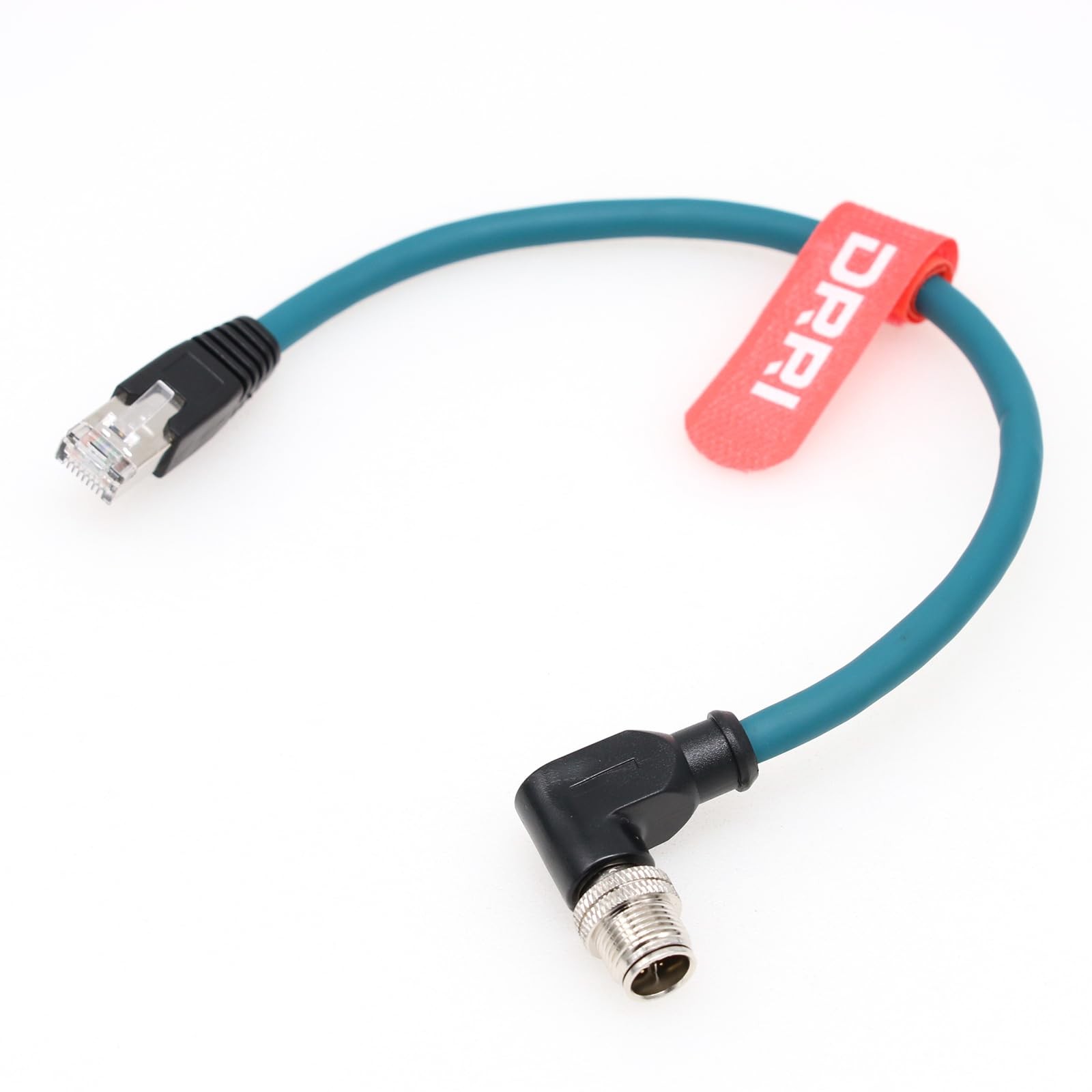 3M Right Angle M12 XCoded 8 Pole To RJ45 10 Gbps Gigabit Ethernet Cat 7e Cord