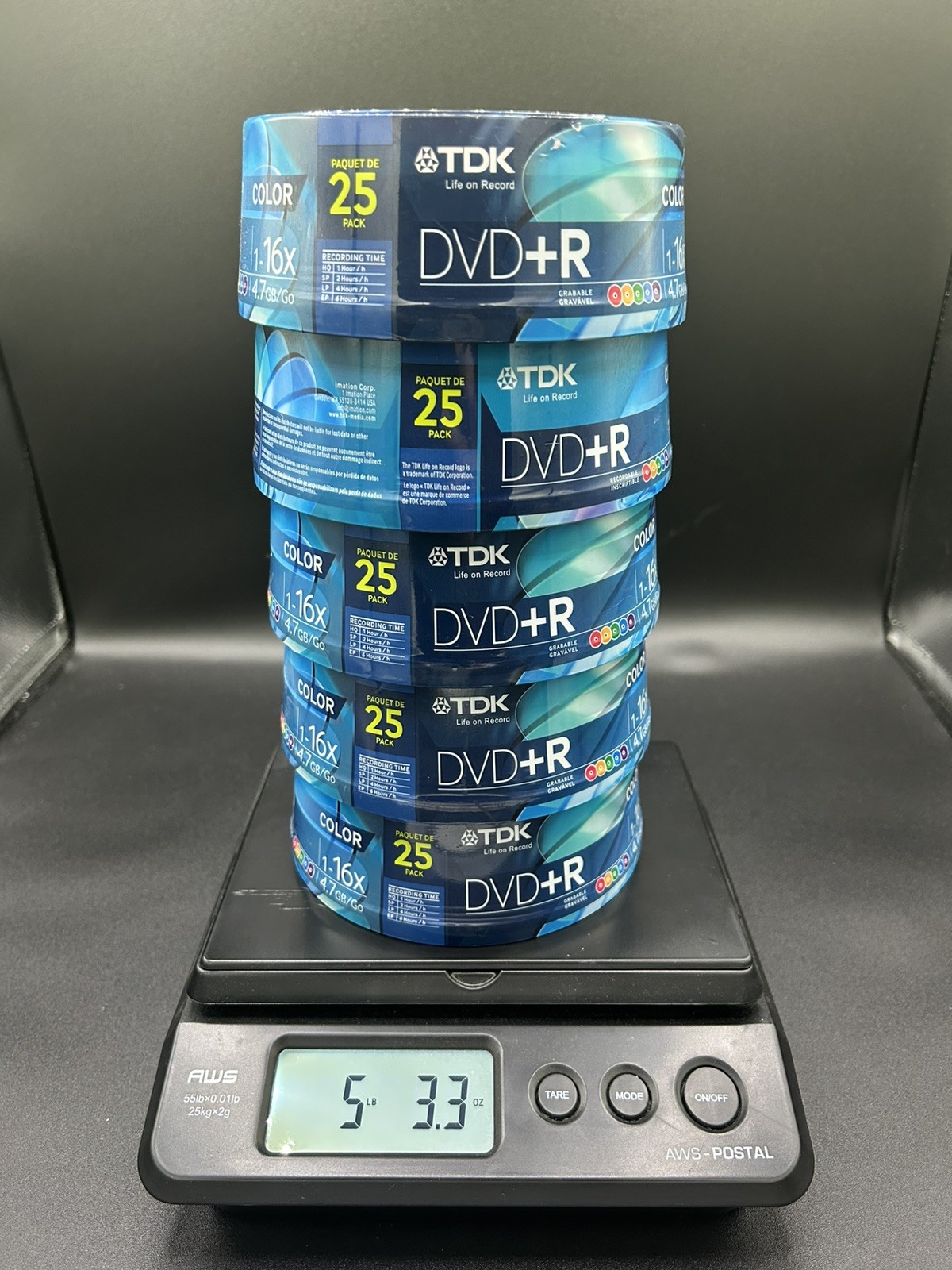 New TDK DVD+R 25pk RW 16x 4.7 GB Discs Brand New Sealed 5 Spindles 125 Disks