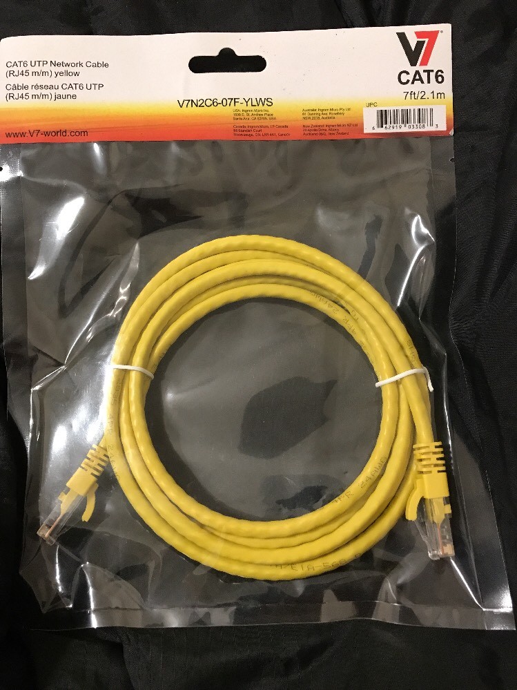 V7-CABLES V7N2C6-07F-YLWS 7FT CAT6 YELLOW UTP SNAGLESS RJ45