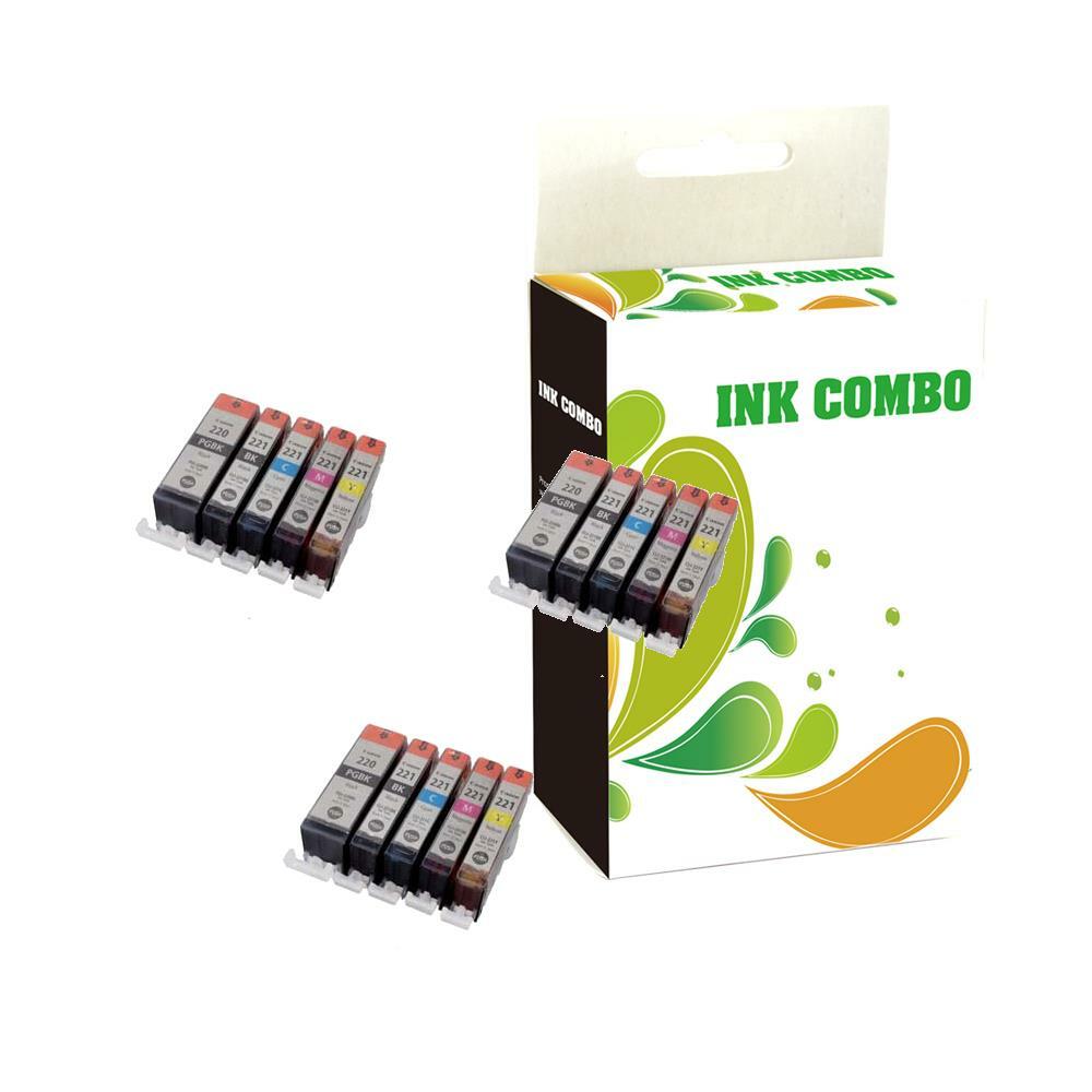 15 pack PGI220BK CLI221BK CLI221C CLI221Y CLI221M ink for Canon Printer HI-QTY