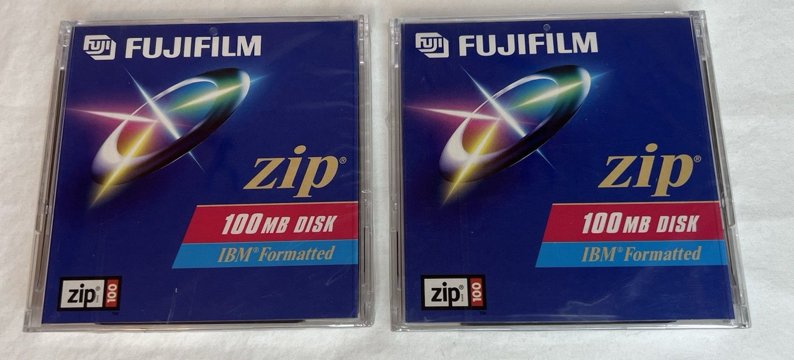 2 - FUJIFILM ZIP 100MB DISC IBM FORMATTED ZIP 100 DISCS - BRAND NEW SEALED
