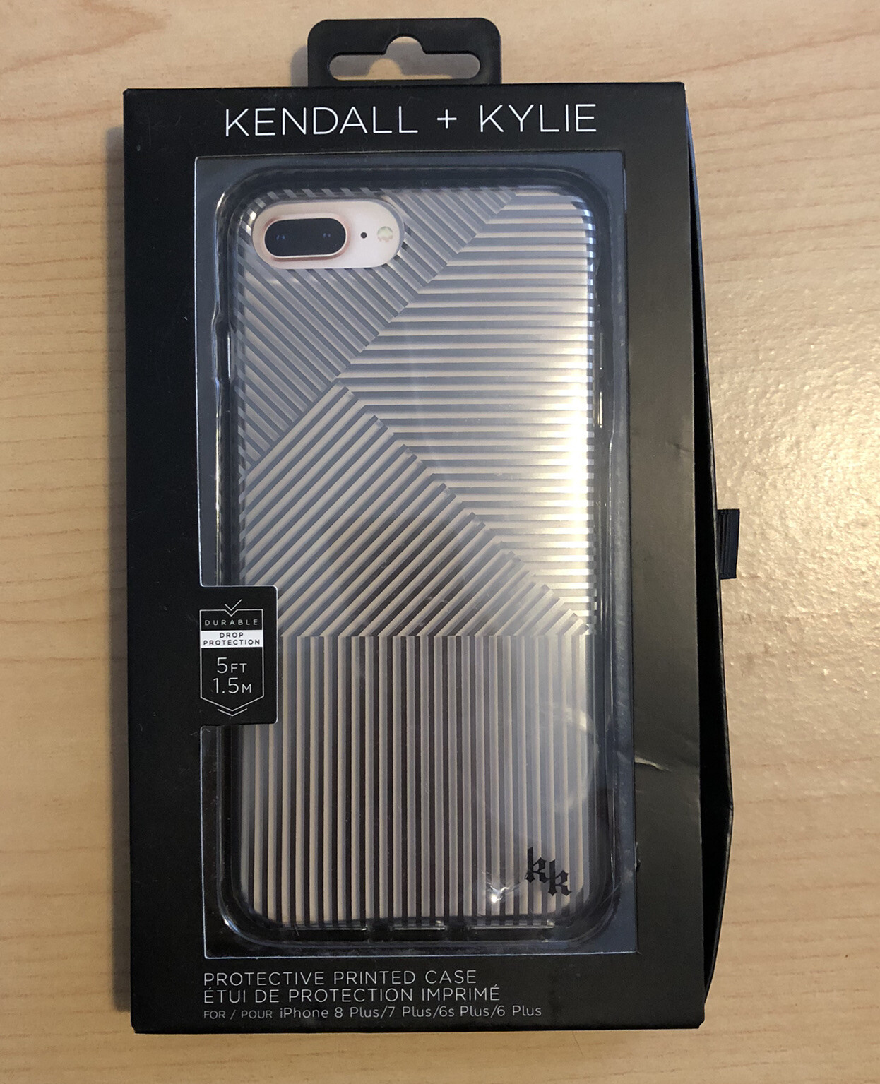 NIB Kendall + Kylie iPhone 6+ 7+ 8+ Plus Case Cover Stripes Pattern