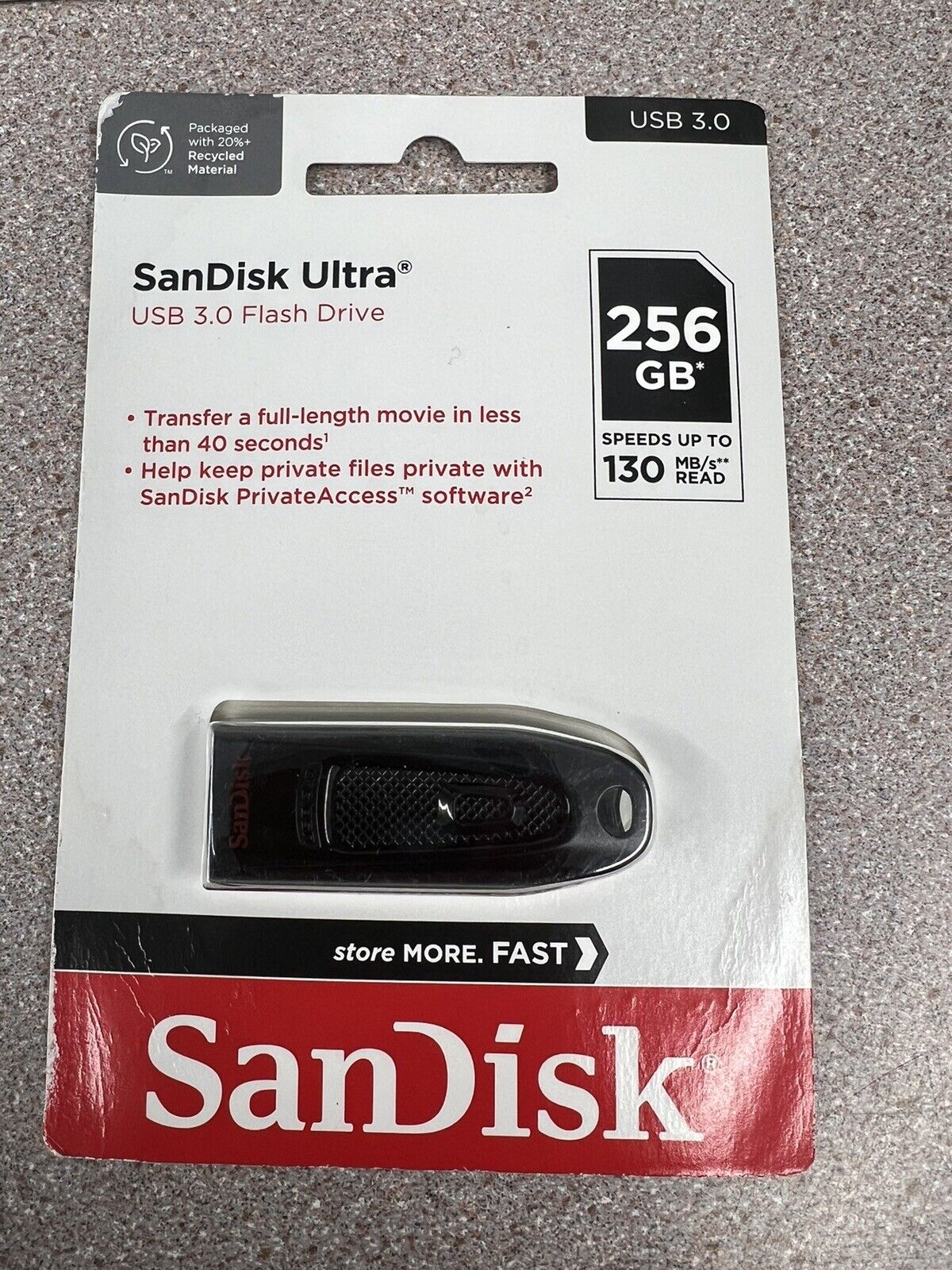 SanDisk SDCZ48-256G-AW46 256GB 130MB/s Ultra USB 3.0 Flash Drive New Sealed