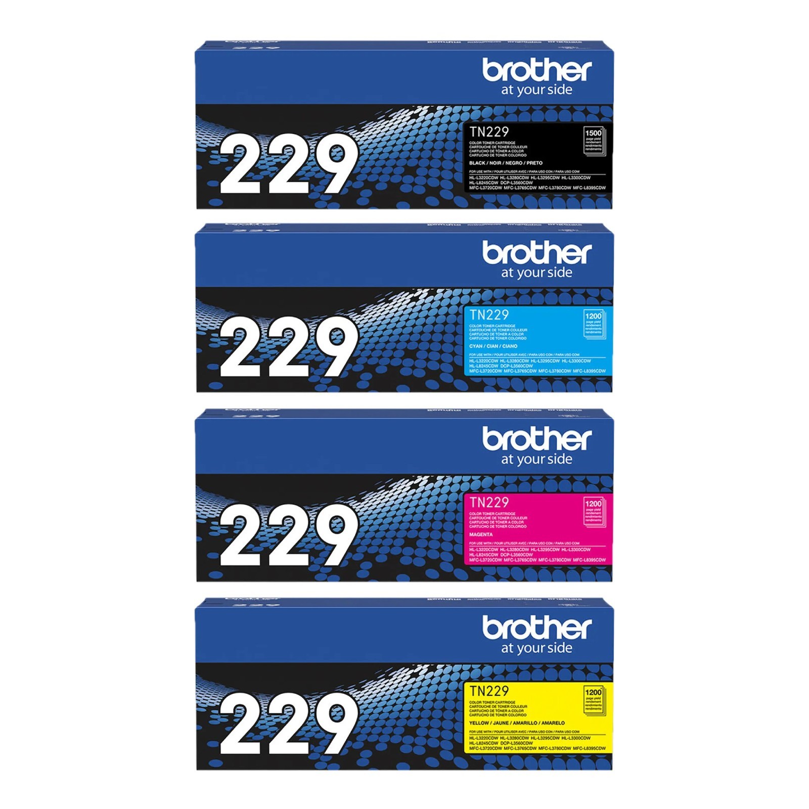 Brother TN229 Color Toner Cartridge Set CMYK