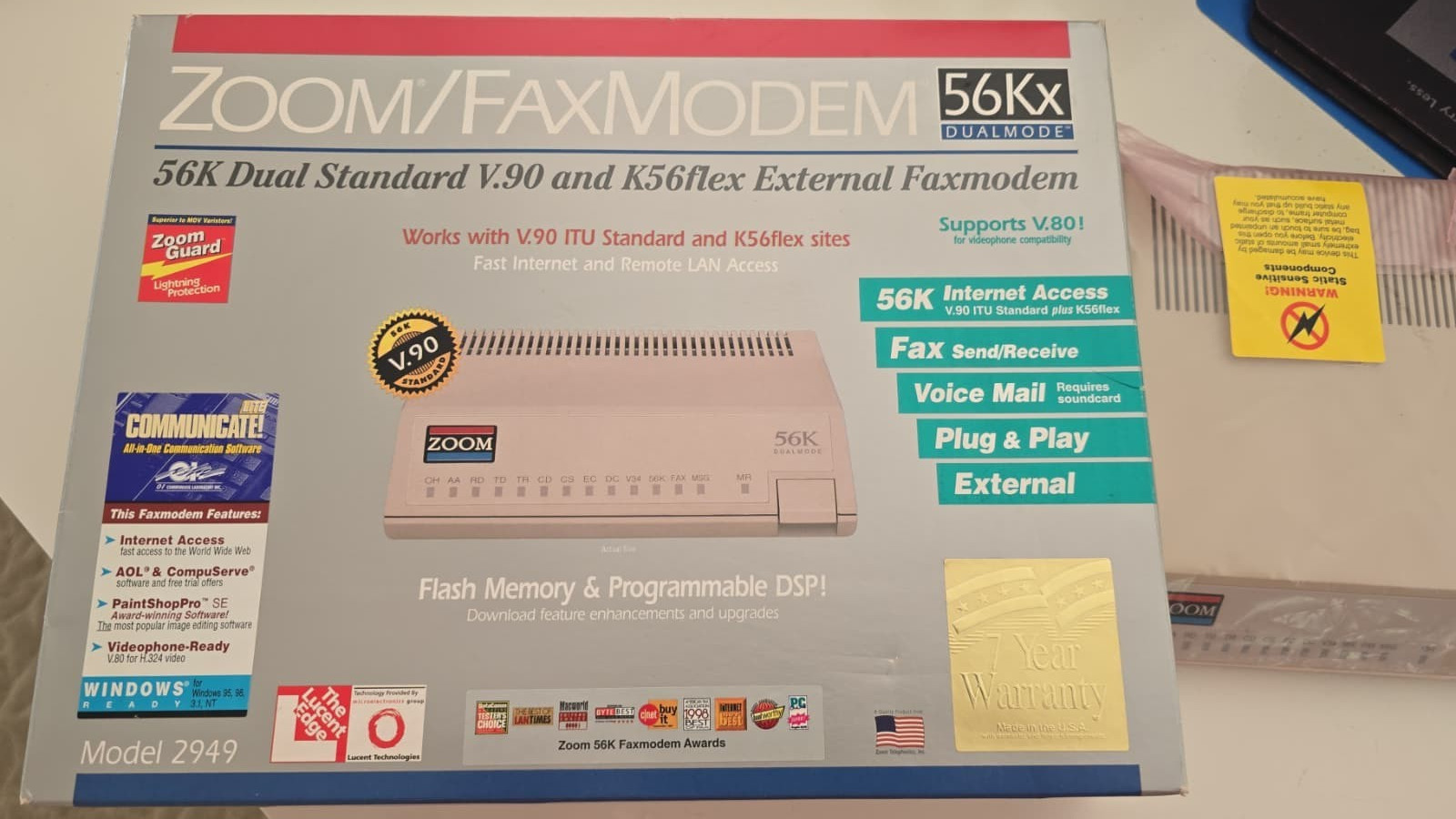 Zoom Fax Modem Model 2949 56K Dual Standard V.90& K56FLEX 2949L 